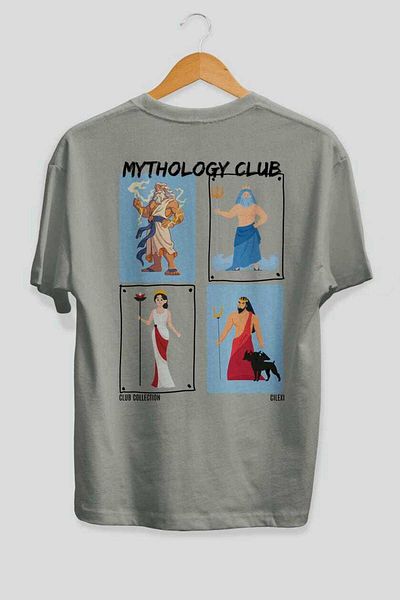 Ankhises Mythology Club 2 Back Printed Oversize T-Shirt Men Women 100% Cotton Crew Neck Tshirt
