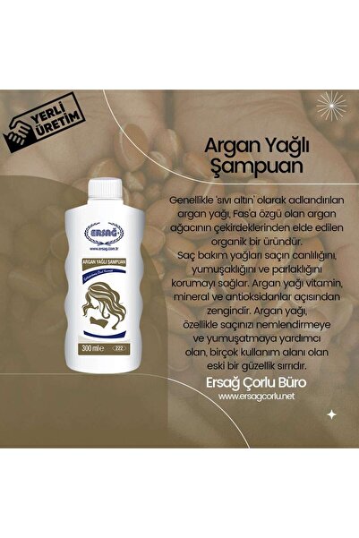 Ersağ APARATLI ARGAN YAĞLI ŞAMPUAN 1000 ML