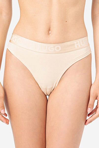 HUGO , Tanga panties with logo waistband Sporty, Light Beige, 2XL