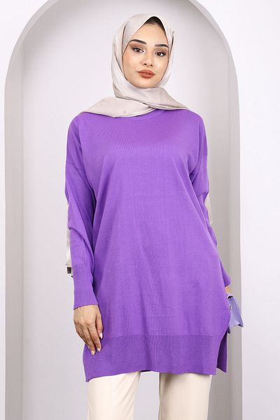 İmajButik Λιλά Mercerized Casual Knitwear Τούνικ