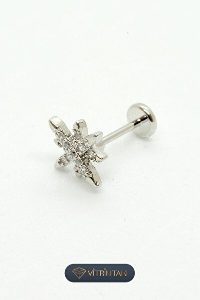Çelik Kuzey Yıldızı Figürlü Gümüş Renk Tragus Piercing