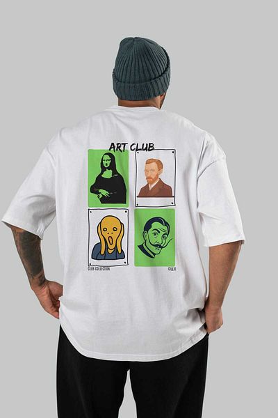 Ankhises Art Club Back Printed Oversize T-Shirt Men Women 100% Cotton Crew Neck T-Shirt