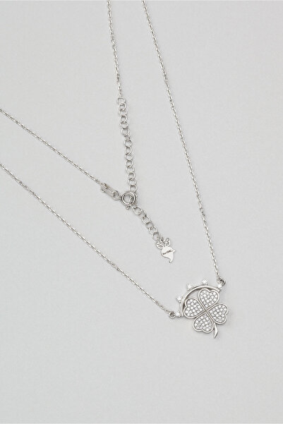 So CHIC... Şans Tanrıçası 18 Ayar Beyaz Altın Kaplama 47 Cm Gümüş Minimal Kolye