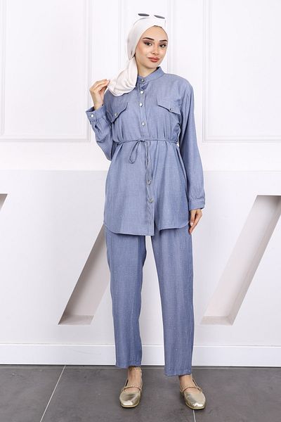 İmajButik Set pantaloni tunică Blue Stone
