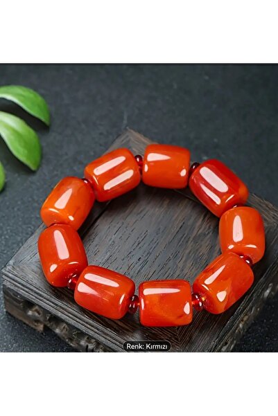 ORGANICYOU ZHOUS Ziquexsite Vintage Esintili Kırmızı Kehribar Boncuklu Bileklik Elastik Kordonlu