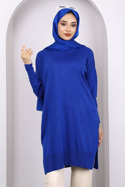 İmajButik Saks Blue Mercerized Casual Knitwear Μπλουζάκι