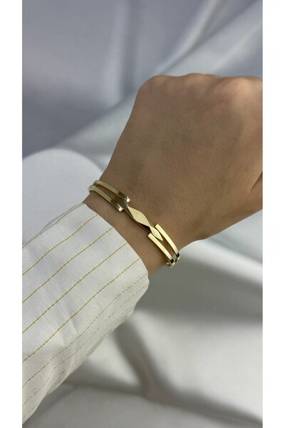 Yamaner Kuyumculuk Geometrik Model Kaburga Kelepçe Altın Bilezik