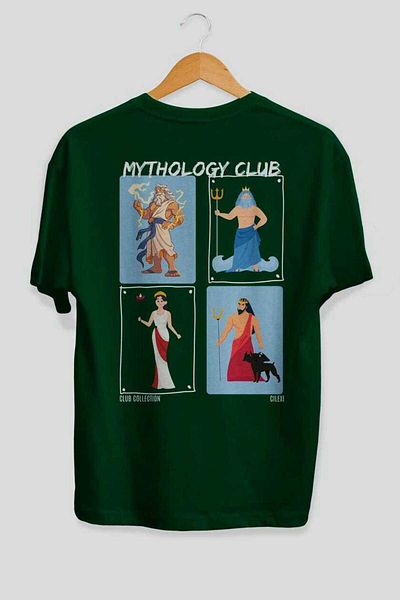 Ankhises Mythology Club 2 Back Printed Oversize T-Shirt Men Women 100% Cotton Crew Neck Tshirt