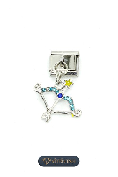 Çelik Yay Burç Gümüş Renk İtalyan Bileklik Charm