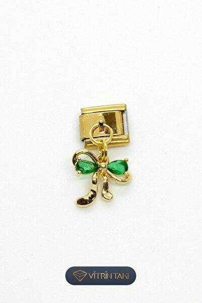 Çelik Fiyonk Figürlü Altın Renk İtalyan Bileklik Charm