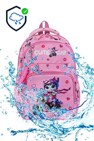 Shopiolog Girl's Primary School Orthopedic Set of 3 Pen Holder Lunch Bag with 3 Compartments Water Bottle