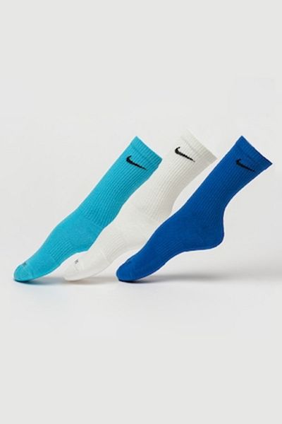 Nike - Everyday Plus Fitness Socks - Unisex 3-Pack, White/Blue, XL