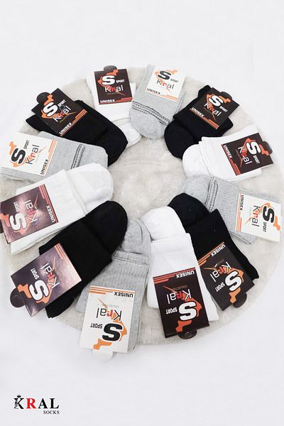 KRAL SOCKS 12 ζευγάρια αθλητικές κάλτσες κολεγίου τένις |   Βαμβακερό – Αναπνεύσιμο – Unisex