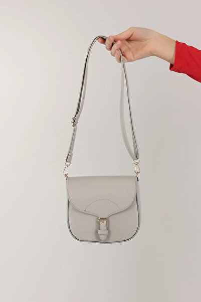 Glowfit Shine Your Shape Women's Gray Color Clamshell Crossbody Bag with Buckle and Belt