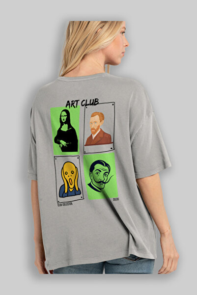 Ankhises Art Club Back Printed Oversize T-Shirt Men Women 100% Cotton Crew Neck T-Shirt