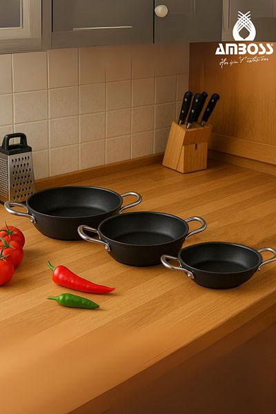 Amboss Set de 3 bucăți din titan, ignifug, antiaderent