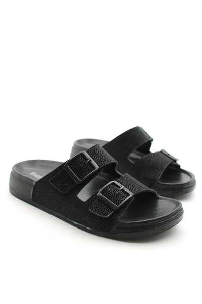 Katrem Orthopedic Double Buckle Gold Buckle Shiny Women's Slippers