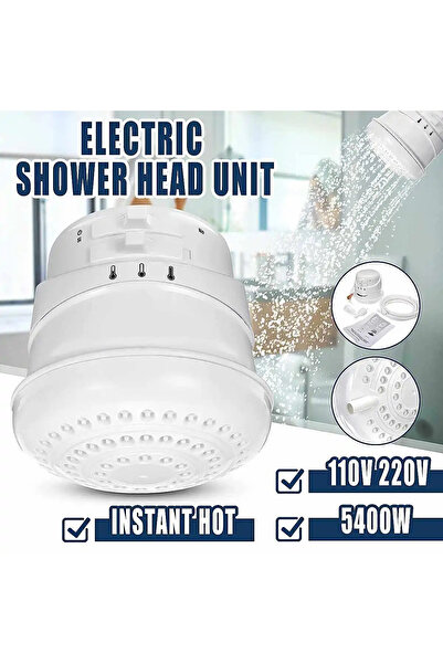 GÜMRÜK BEY Taşınabilir Kolay Montajlı Ani Su Isıtıcısı Ayarlanabilir 3 Sıcaklık Kademesi 5400W 220V 25A 4mm²