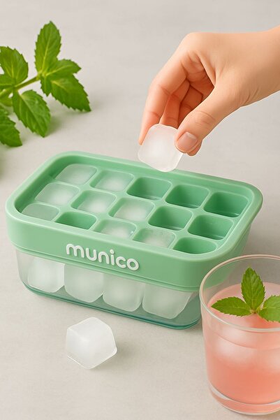 Munico Akıllı Mekanizmalı Buz Kalıbı Bas Çekli Hijyenik Saklama, Kolay Kullan...