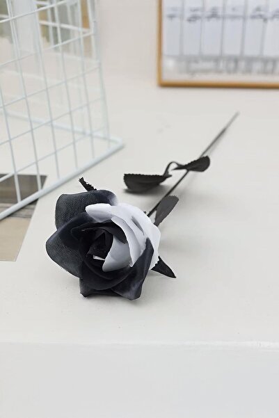 Buka Shops Elegant Siyah Beyaz Tekli Yapay Gül