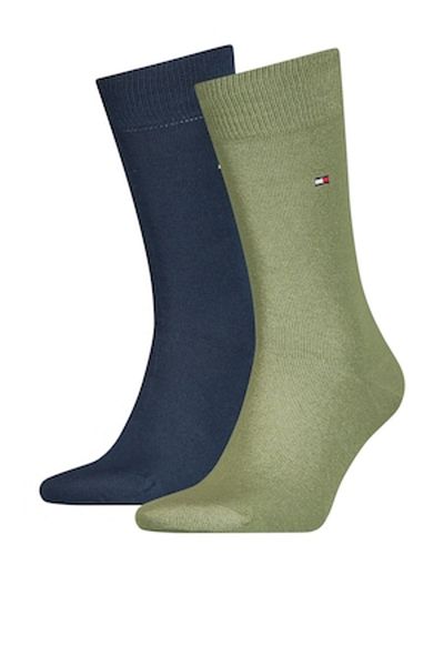 Tommy Hilfiger , Set de șosete lungi cu logo brodat - 2 perechi, Bleumarin, Sparanghel, 39-42