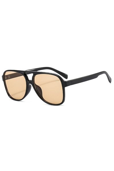 Dali Ochelari de soare aviator unisex cu lentile maro deschis și ramă neagră