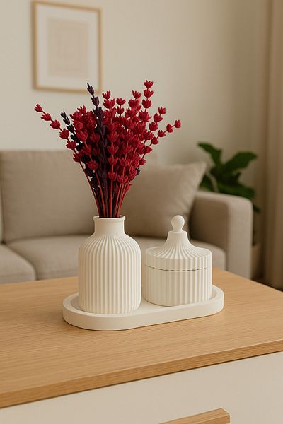 DAY HOME حامل شموع مزخرف ومجموعة مزهرية
