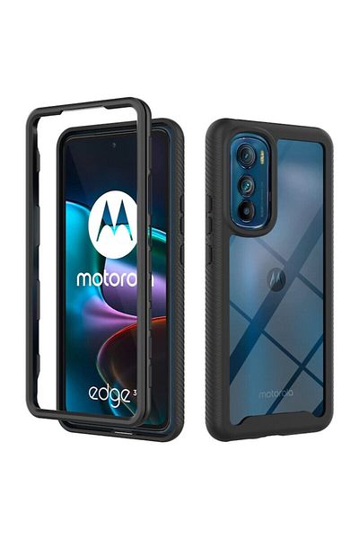 dalip Protective case compatible with Motorola Moto Edge 30, Defense360 Pro + Screen Protector, Black
