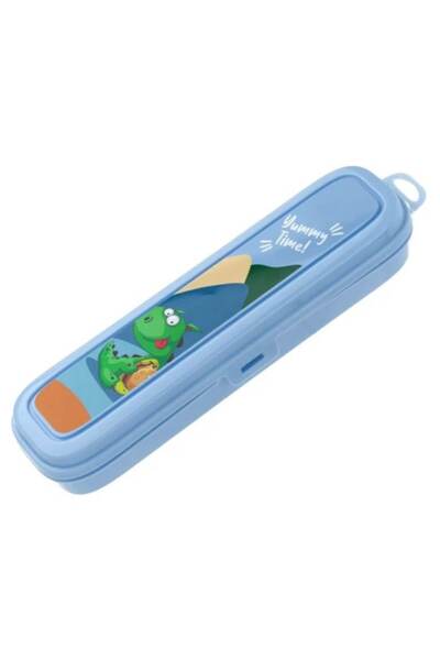 Dali Cutie de depozitare tacamuri pentru copii, model dinozaur, 23.5x4.5x6cm, plastic, Albastru