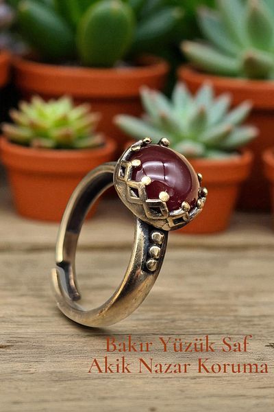 NBS Beautiful Naturel Stones Ring Pure Copper Adjustable Agate Stone Special Design (Daily, Gift, Special Occasions)