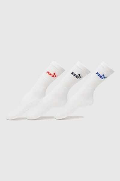 Puma - Set of Long Unisex Socks with Logo - 3 Pairs, Red, White, Royal Blue, 35-38