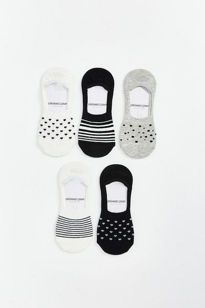 LC Waikiki - Set of very short socks - 5 pairs, Black, Off-white, Light gray mélange, 39-40