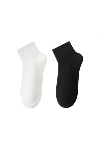 PremierPeds Light Sport Macaron Socks, Cotton, Set of 2 Pairs, 35-44 EU, White/Black