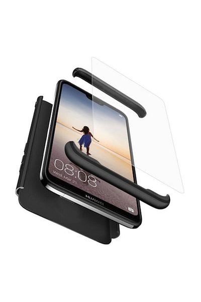 dalip Husă de protecție 360° compatibilă cu Huawei P20 Lite, policarbonat, folie de protecție pentru ecran din plastic inclusă