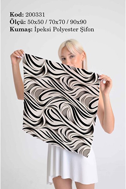 DESENİX وشاح أحادي اللون بنمط موجة تجريدية |   تصميم أنيق |   50x50 - 70x70 -...