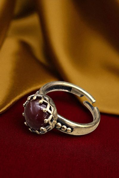 NBS Beautiful Naturel Stones Ring Pure Copper Adjustable Agate Stone Special Design (Daily, Gift, Special Occasions)