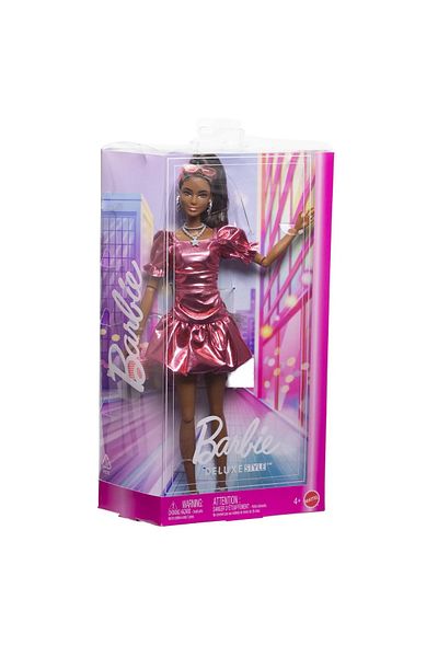 Barbie ΦΟΡΕΜΑ ΚΟΥΚΛΑΣ DELUXE ΣΕ ΜΕΤΑΛΛΙΚΟ ΡΟΖ ΚΟΡΑΛΙ