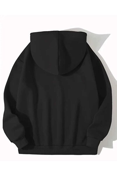 caddekombin Μαύρο φούτερ με κουκούλα Christ Me με τσέπη και επένδυση από μαλλί