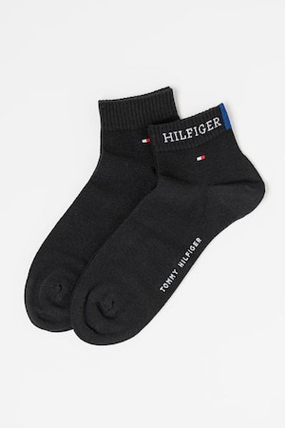 Tommy Hilfiger , Set de șosete scurte cu imprimeu logo - 2 perechi, Negru, 43-46