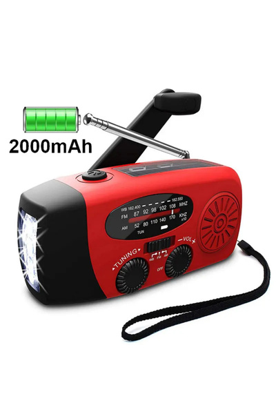 Poro Online Portable emergency radio PORO 87, Flashlight, Solar charging, Crank