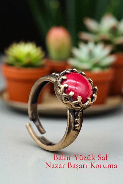 NBS Beautiful Naturel Stones Ring Pure Copper Adjustable Coral Stone Special Design (Daily, Gift, Special Occasions)