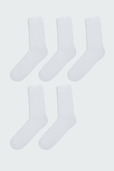 LC Waikiki , Set of plain socks - 5 pairs, White, 43-45