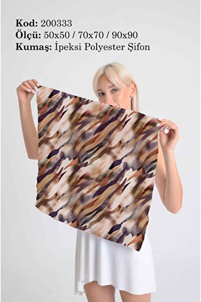 DESENİX وشاح منقوش حديث بألوان موجية |   لون طبيعي |   50x50 - 70x70 - 90x90 ...