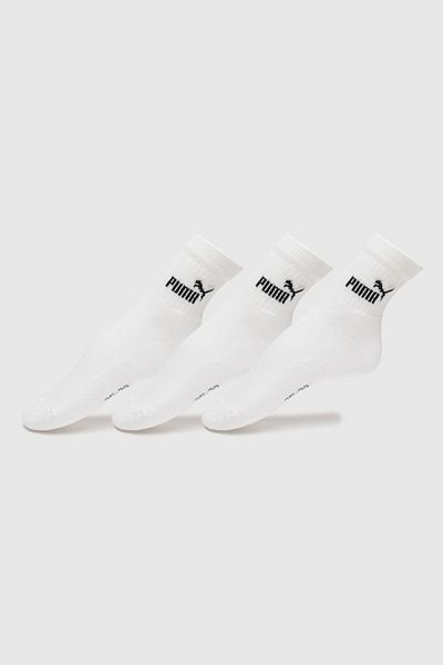 Puma - Set of short socks with logo - 3 pairs, White, Black, 43-46