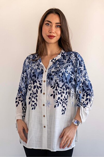 QYA Clothing Guler cu nasturi HAKİM PA bumbac O țesut E cu model LUZ