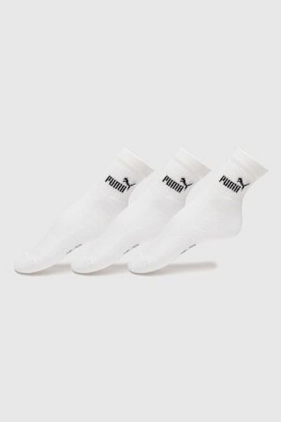 Puma - Set of short socks with logo - 3 pairs, White, Black, 43-46