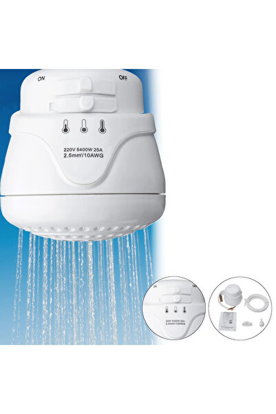 GÜMRÜK BEY Taşınabilir Kolay Montajlı Ani Su Isıtıcısı Ayarlanabilir 3 Sıcaklık Kademesi 5400W 220V 25A 4mm²