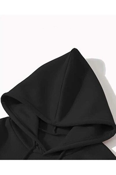 caddekombin Μαύρο φούτερ με κουκούλα Christ Me με τσέπη και επένδυση από μαλλί