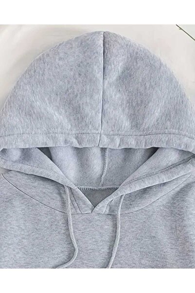 caddekombin Christ Me Printed Hooded Pocket Wool Inside Gray Sweatshirt