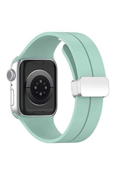 dalip Curea din silicon pentru Apple Watch 1-8, SE/SE2, 38-41 mm, închidere magnetică, verde mentă